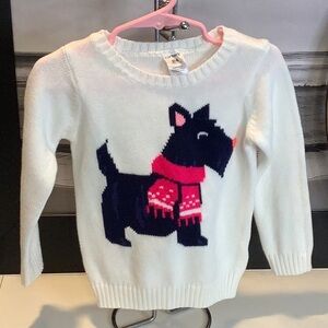 Carter’s Girl’s Crew Neck Off White Schnauzer Doggie Sweater Size 24 Months